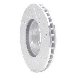 Mercedes-Benz C300 Brake Rotor (1) - Front Left - R1 Concepts - Drilled & Slotted - Silver - `15-`23